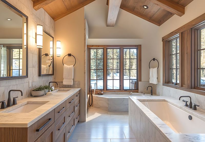 Elegant bathroom with natural stone accents